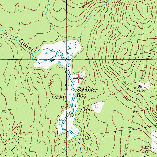 Topographic Map of Scribner Bog, ME
