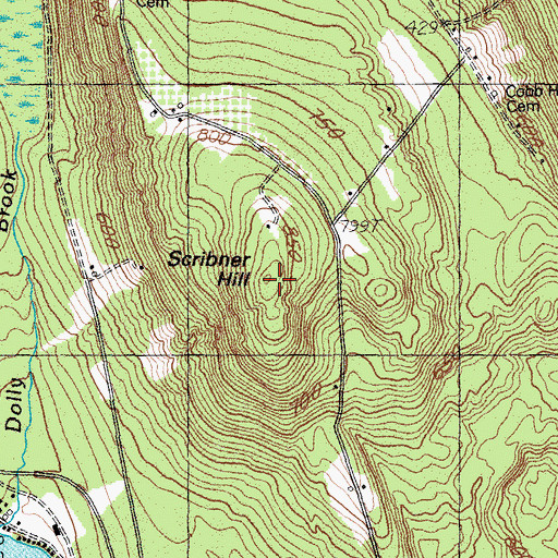 Topographic Map of Scribner Hill, ME