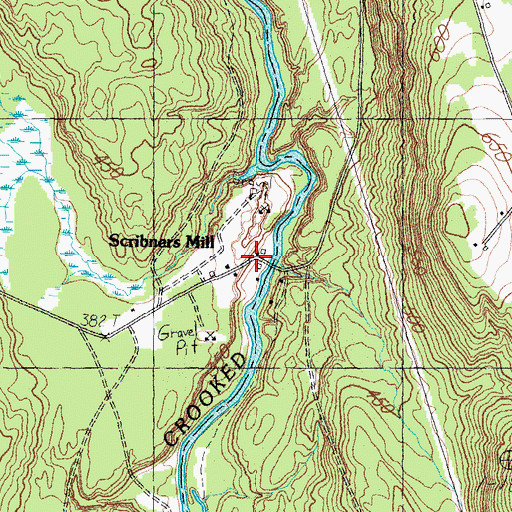 Topographic Map of Scribners Mill, ME