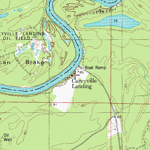Topographic Map of Careyville Landing, AR