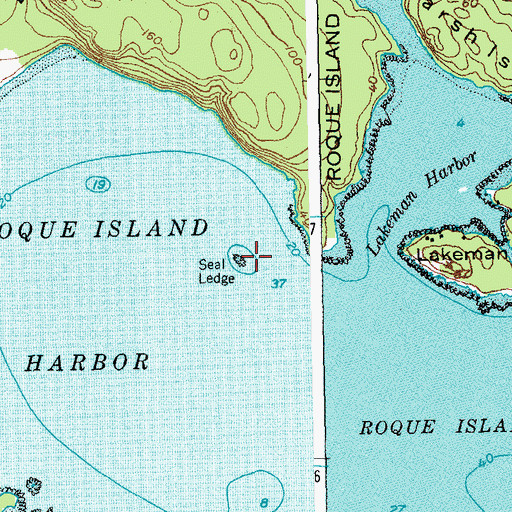 Topographic Map of Seal Ledge, ME
