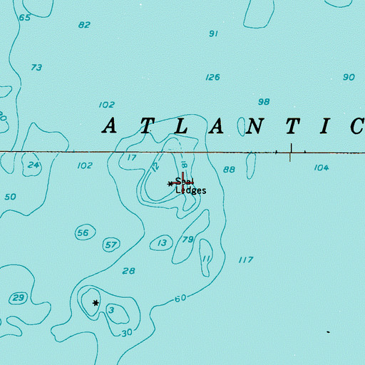 Topographic Map of Seal Ledges, ME