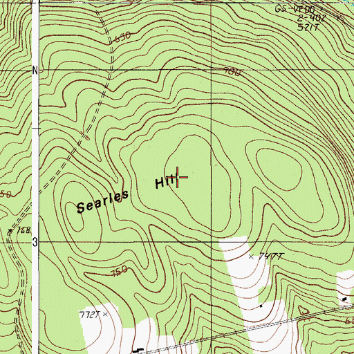 Topographic Map of Searles Hill, ME