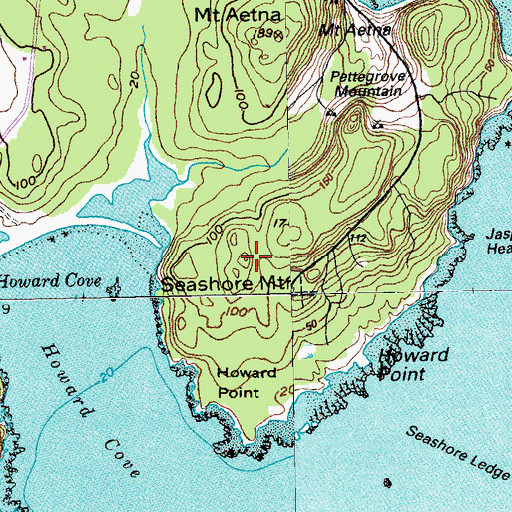 Topographic Map of Seashore Mountain, ME