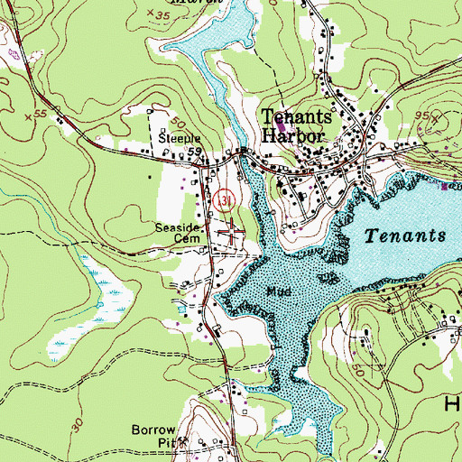 Topographic Map of Seaside Cemetery, ME