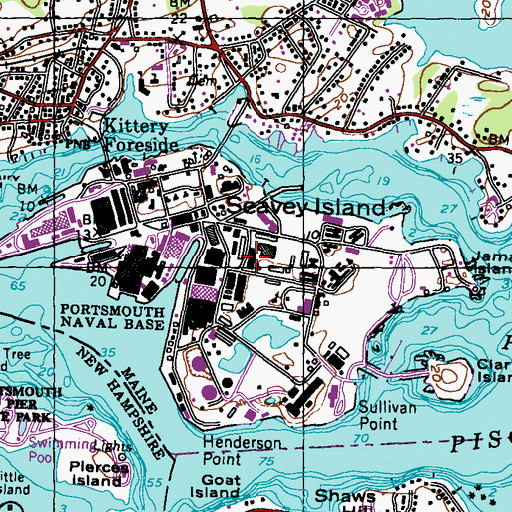 Topographic Map of Seavey Island, ME