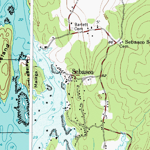 Topographic Map of Sebasco, ME