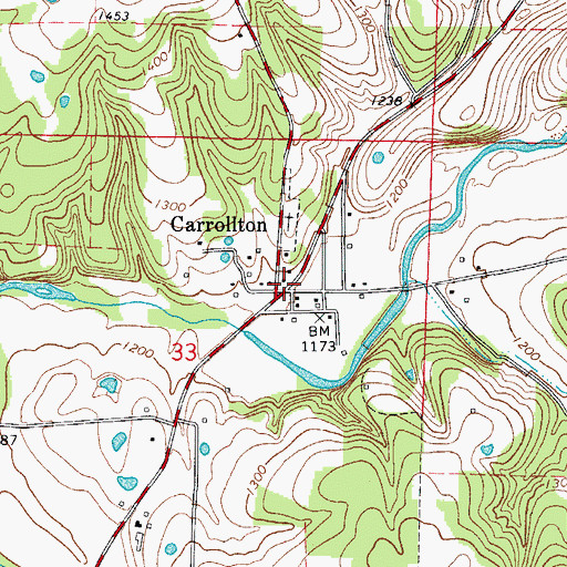 Topographic Map of Carrollton, AR