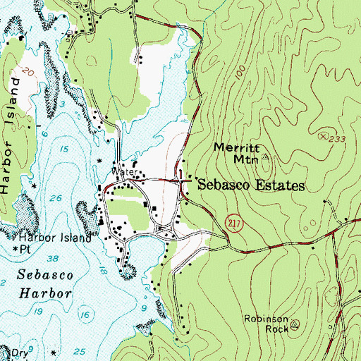 Topographic Map of Sebasco Estates, ME