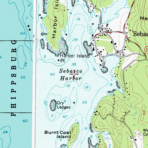 Topographic Map of Sebasco Harbor, ME