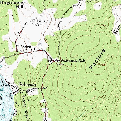 Topographic Map of Sebasco School, ME