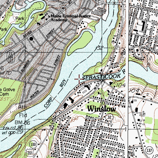 Topographic Map of Sebasticook River, ME