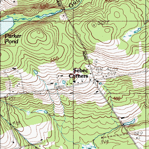 Topographic Map of Sebec Corners, ME