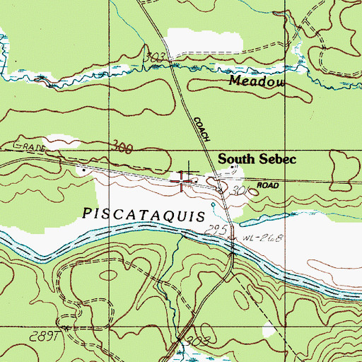 Topographic Map of Sebec Station, ME
