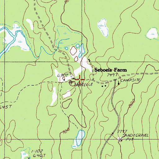 Topographic Map of Seboeis Farm, ME