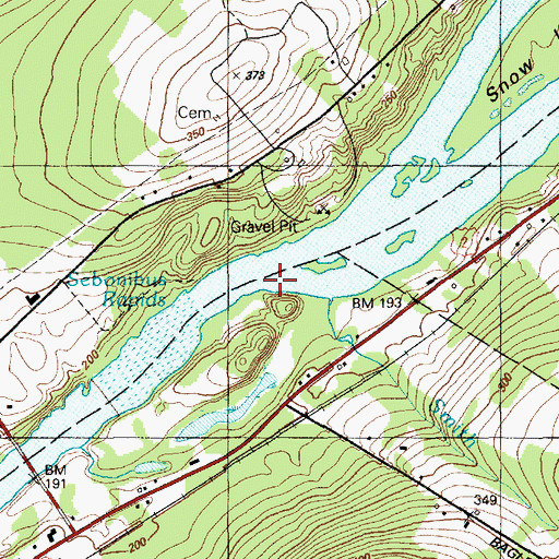 Topographic Map of Sebonibus Rapids, ME