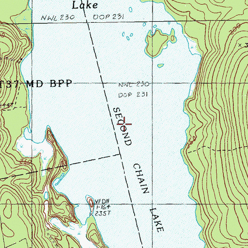 Topographic Map of Second Chain Lake, ME