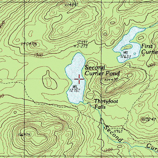 Topographic Map of Second Currier Pond, ME