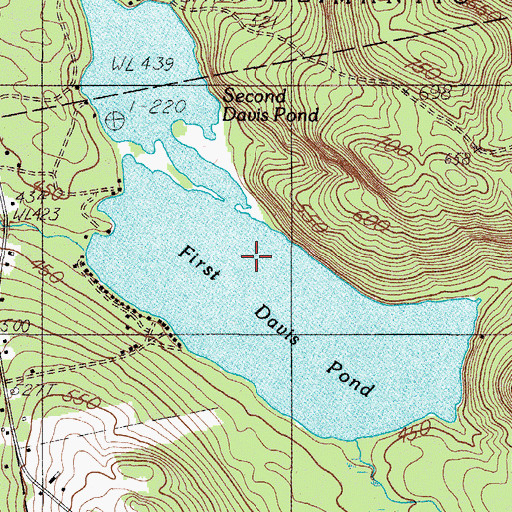 Topographic Map of Second Davis Pond, ME