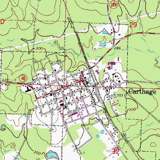 Topographic Map of Carthage, AR
