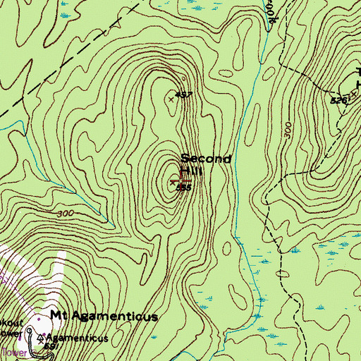 Topographic Map of Second Hill, ME