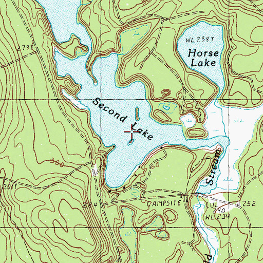 Topographic Map of Second Lake, ME