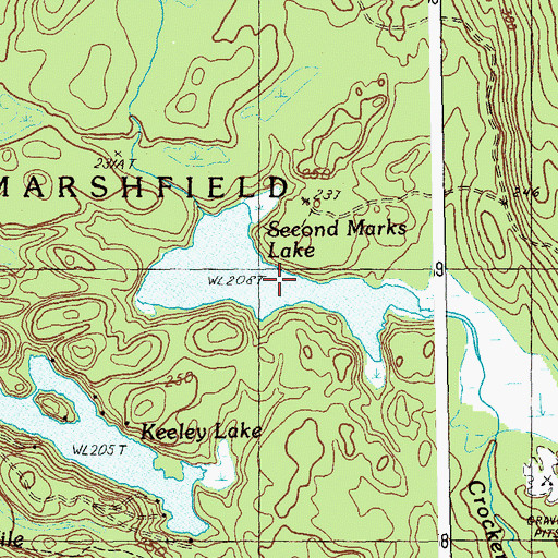 Topographic Map of Second Marks Lake, ME