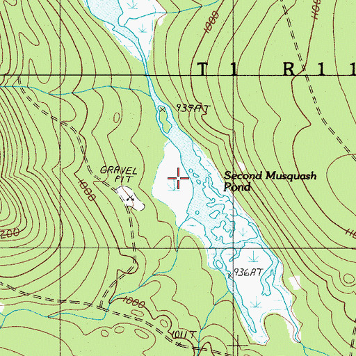 Topographic Map of Second Musquash Pond, ME