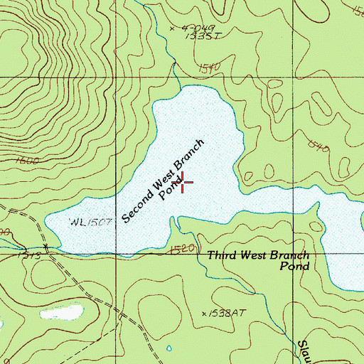 Topographic Map of Second West Branch Pond, ME