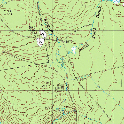 Topographic Map of Secret Brook, ME