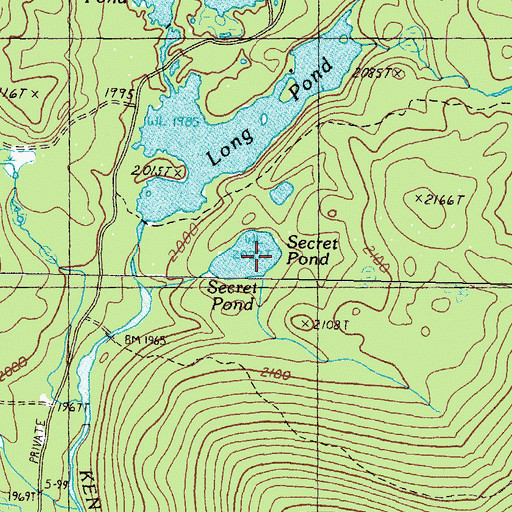 Topographic Map of Secret Pond, ME