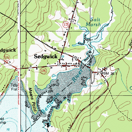 Topographic Map of Sedgwick, ME