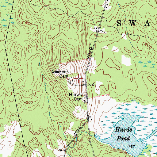 Topographic Map of Seekens Cemetery, ME