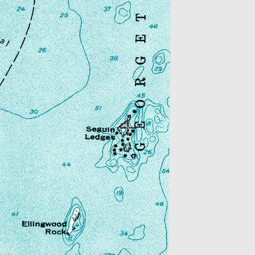 Topographic Map of Seguin Ledges, ME