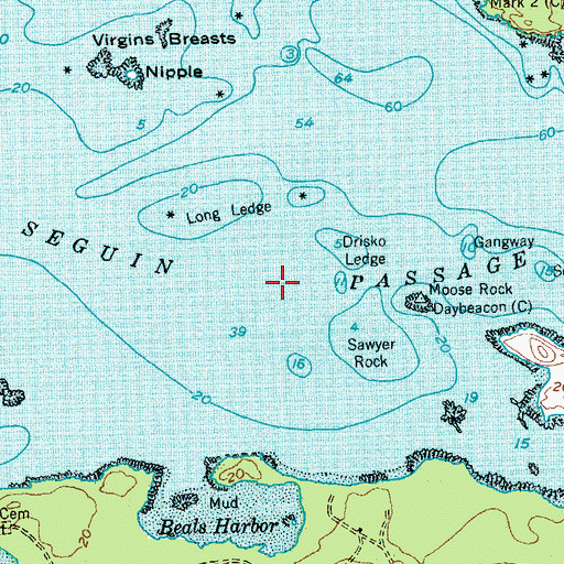Topographic Map of Seguin Passage, ME