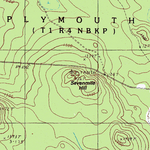 Topographic Map of Sevenmile Hill, ME
