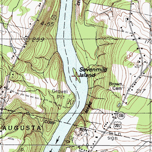 Topographic Map of Sevenmile Island, ME