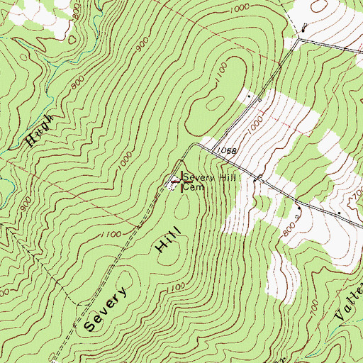 Topographic Map of Severy Hill Cemetery, ME