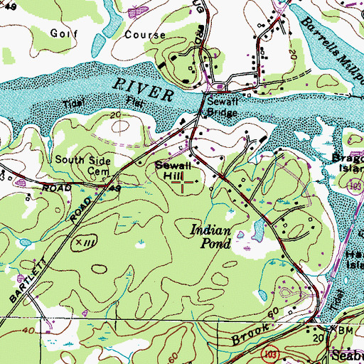 Topographic Map of Sewall Hill, ME