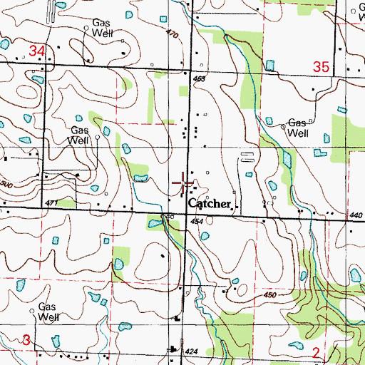 Topographic Map of Catcher, AR