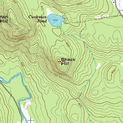 Topographic Map of Shack Hill, ME