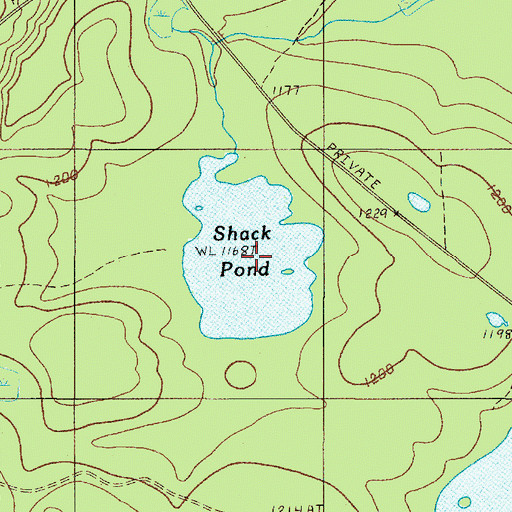 Topographic Map of Shack Pond, ME