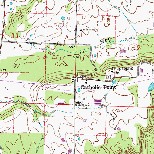 Topographic Map of Catholic Point, AR