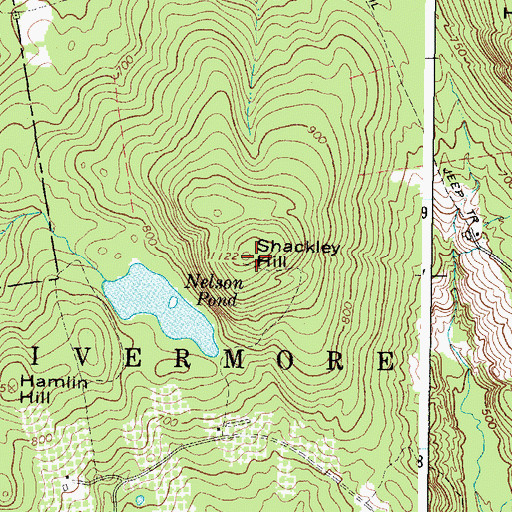 Topographic Map of Shackley Hill, ME