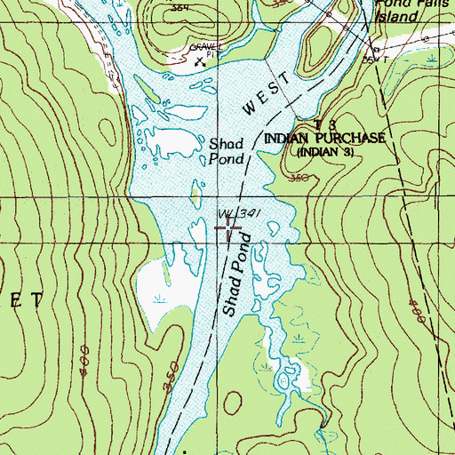 Topographic Map of Shad Pond, ME