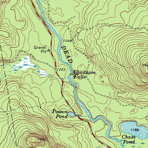 Topographic Map of Shadagee Falls, ME