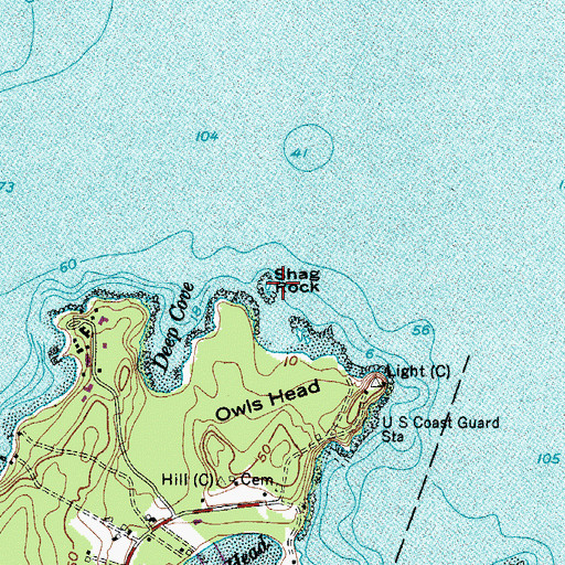 Topographic Map of Shag Rock, ME