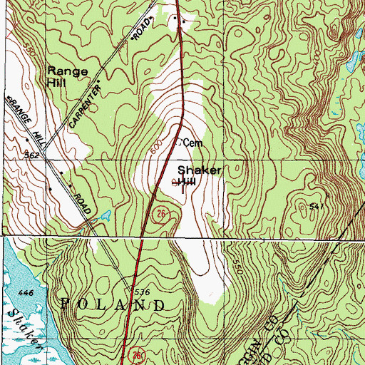 Topographic Map of Shaker Hill, ME