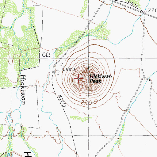 Topographic Map of Hickiwan Peak, AZ
