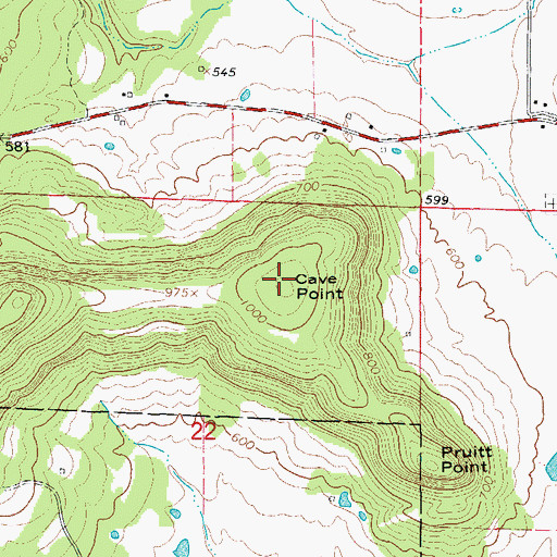 Topographic Map of Cave Point, AR